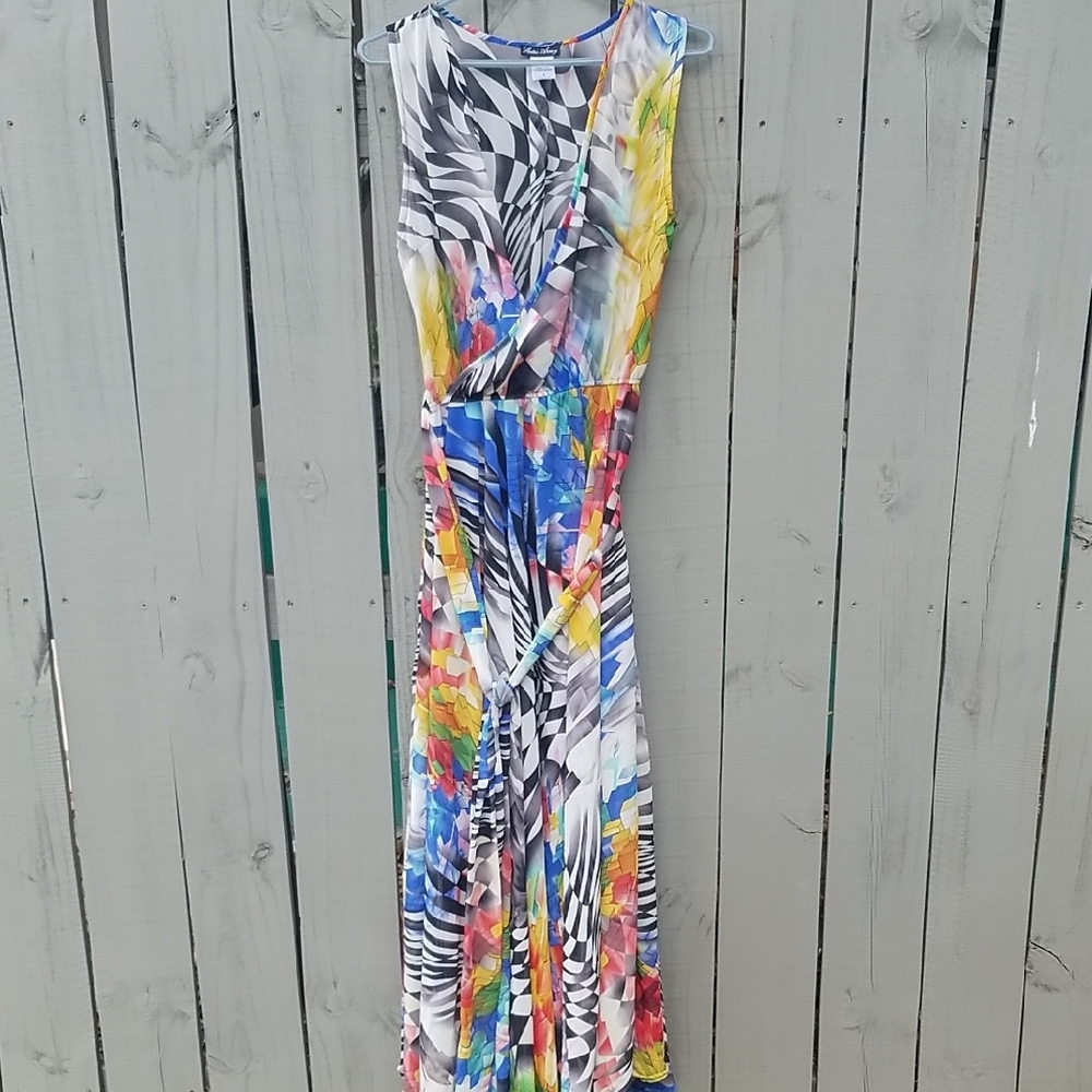 Blue and Yellow Bodycon Resort Maxi Dress